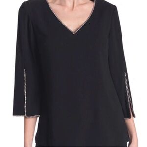 Tina Turk Crystal Trim Black Cape Top SZ M